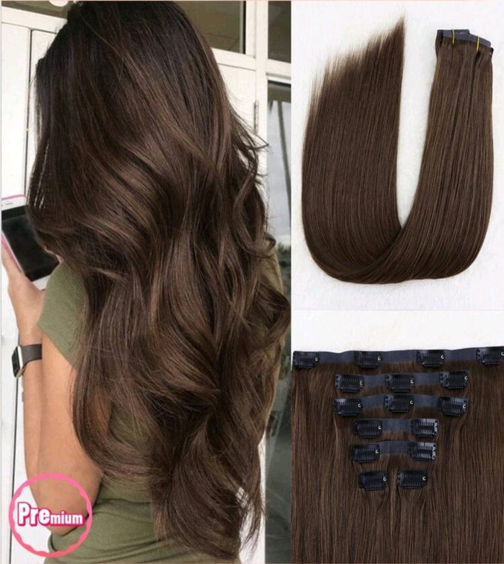 7pcs Dark Brown Clip-in Hair Extensions