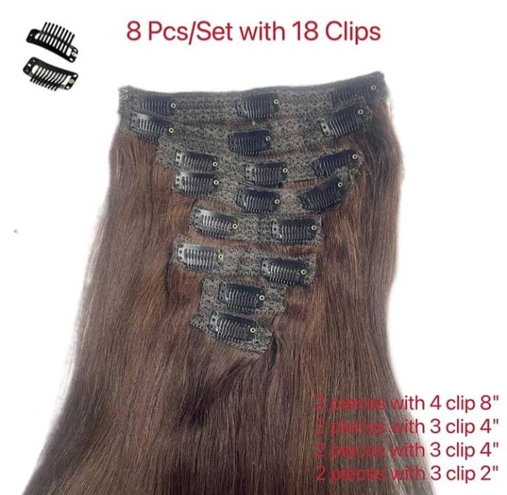 Straight Choclate Brown Clip-in Extensions