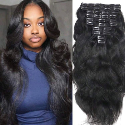10pcs Natural Wave Clip-in Extensions