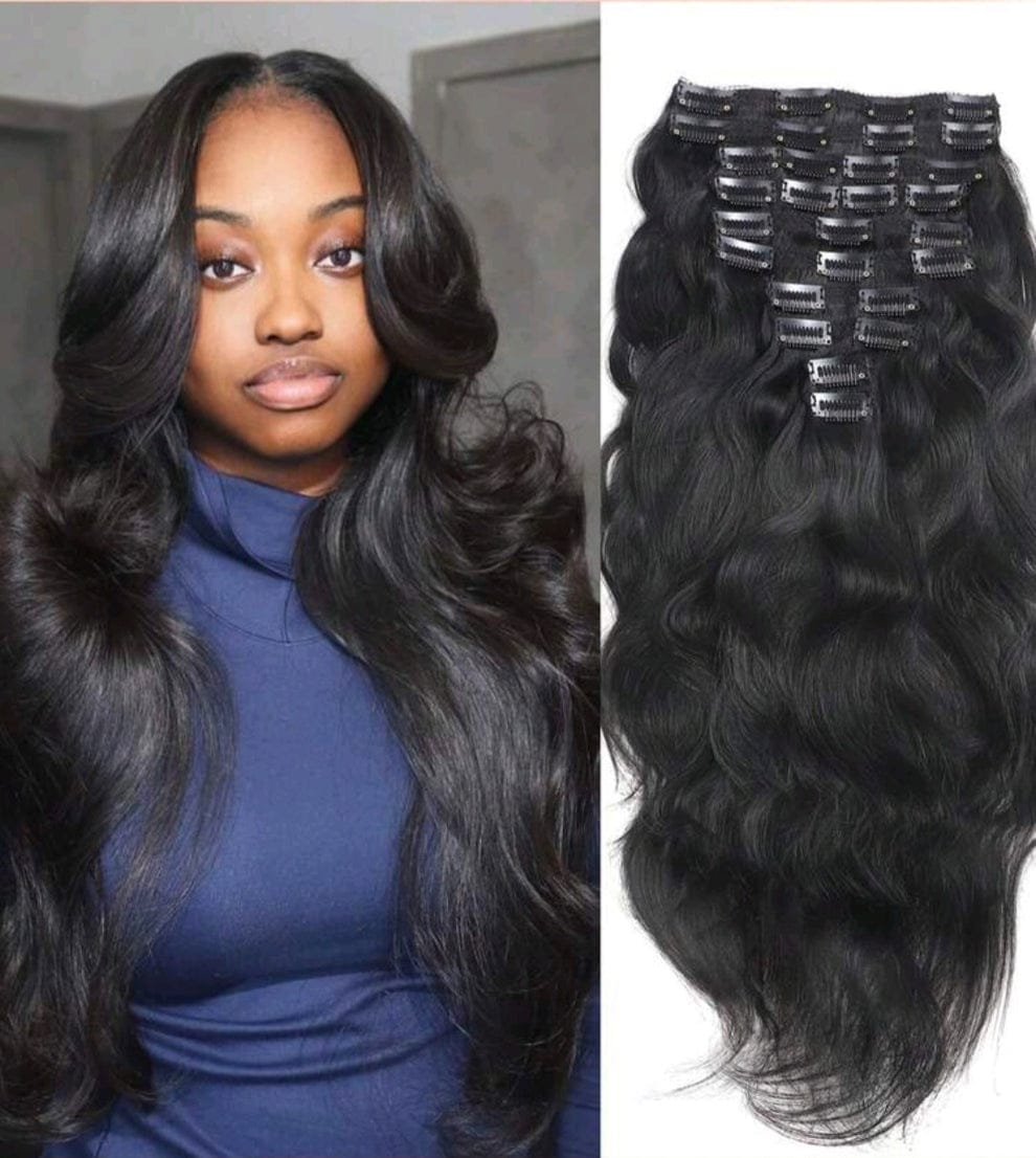 10pcs Natural Wave Clip-in Extensions
